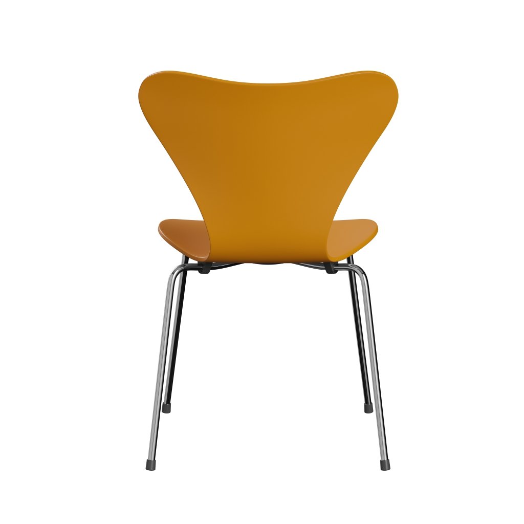 Fritz Hansen 3107 Chair Unupholstered, Chrome/Lacquered Burnt Yellow