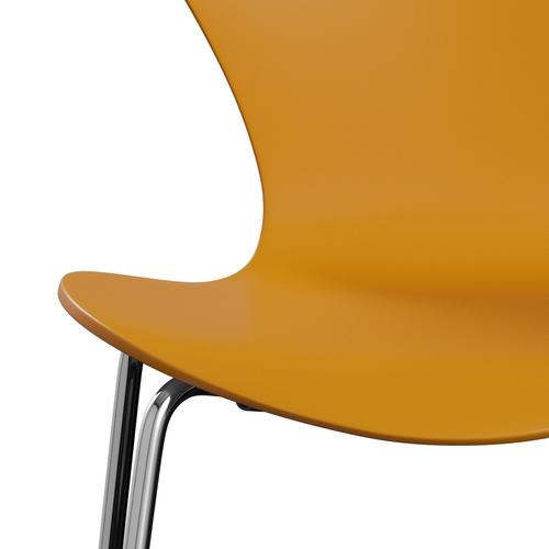 Fritz Hansen 3107 Chair Unupholstered, Chrome/Lacquered Burnt Yellow