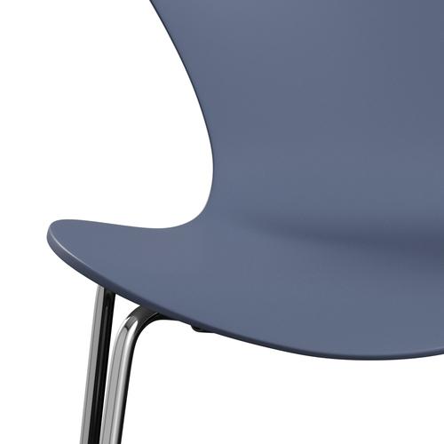 Fritz Hansen 3107 chaise unfolhtered, chrome / laquée au crépuscule bleu
