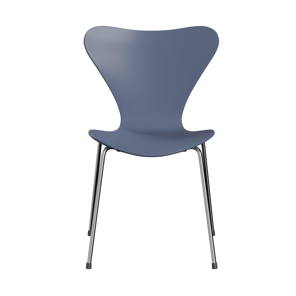 Fritz Hansen 3107 sedia non ufflorata, cromata/laccata blu