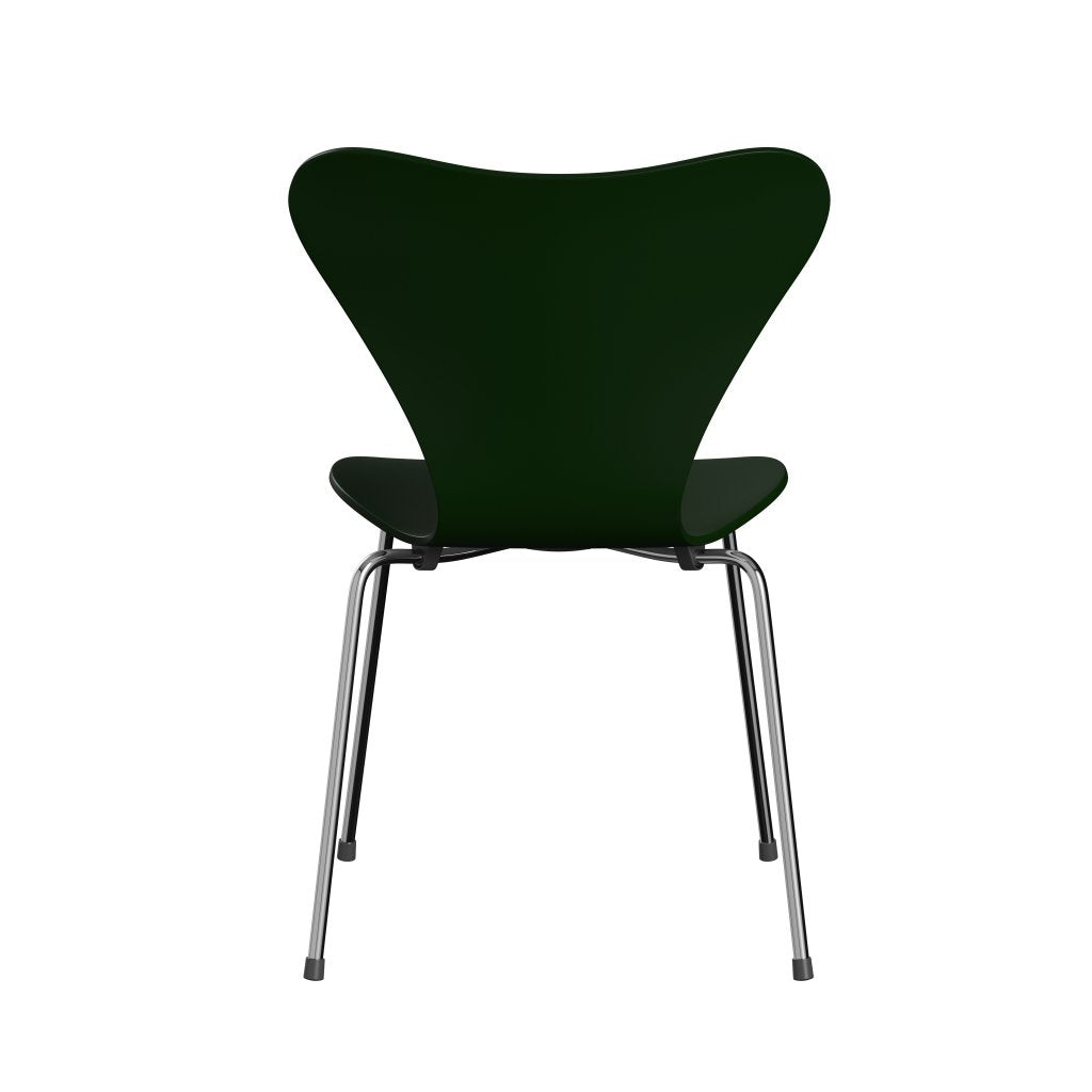 Fritz Hansen 3107 Chair Unupholstered, Chrome/Lacquered Evergreen