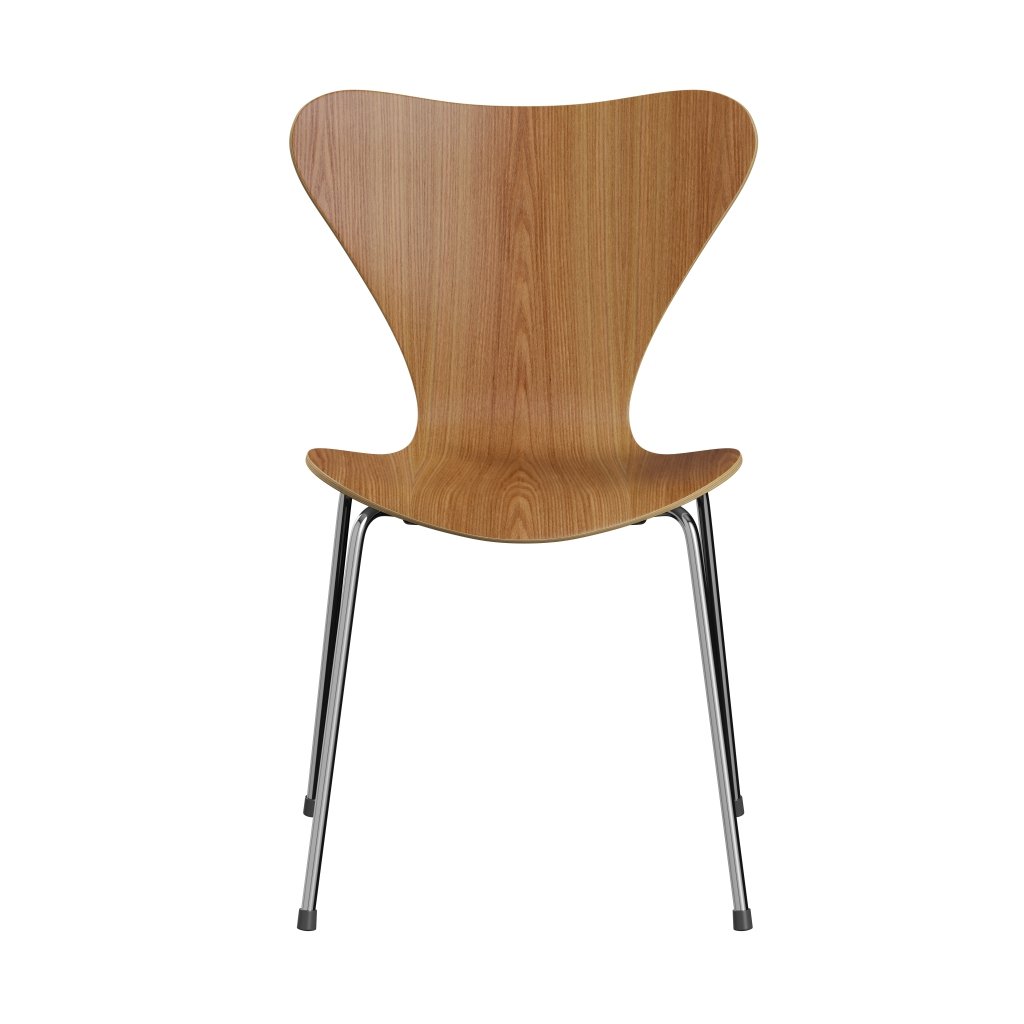 Fritz Hansen 3107 Chair Unupholstered, Chrome/Elm Veneer Natural