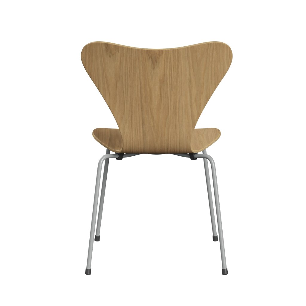 Fritz Hansen 3107 Chair Unupholstered, Nine Grey/Oak Veneer Natural