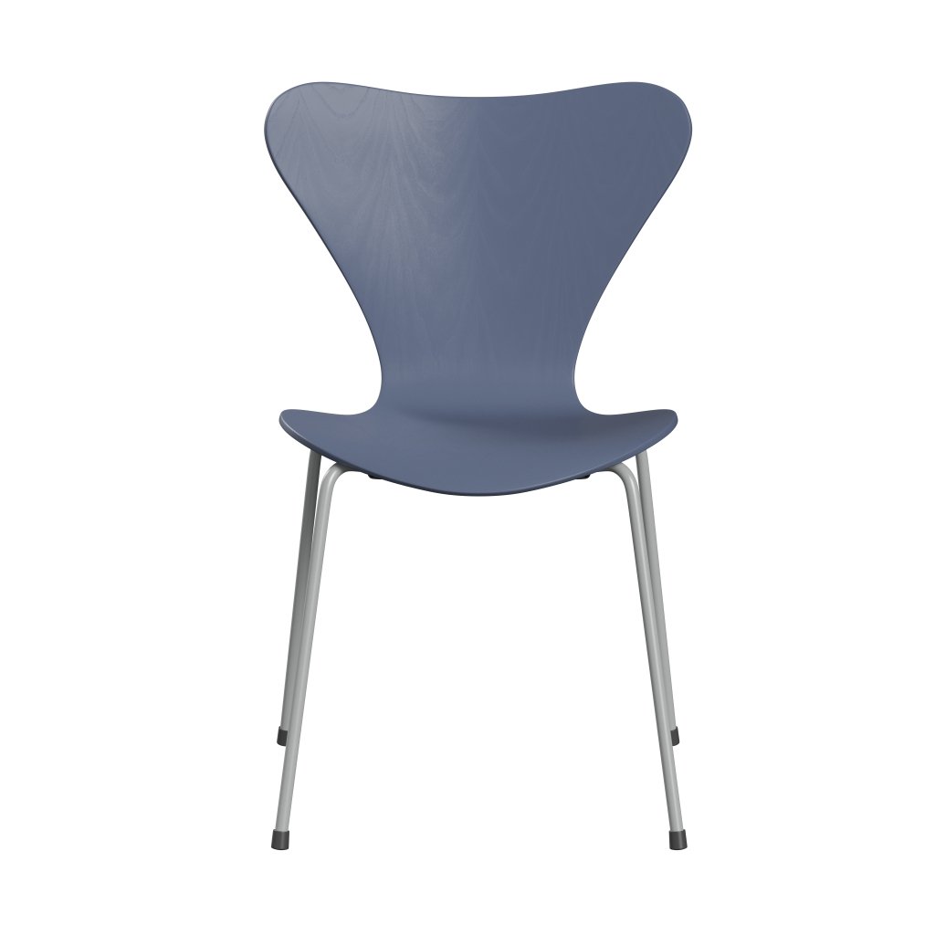 Fritz Hansen 3107 Chair Unupholstered, Nine Grey/Coloured Ash Dusk Blue