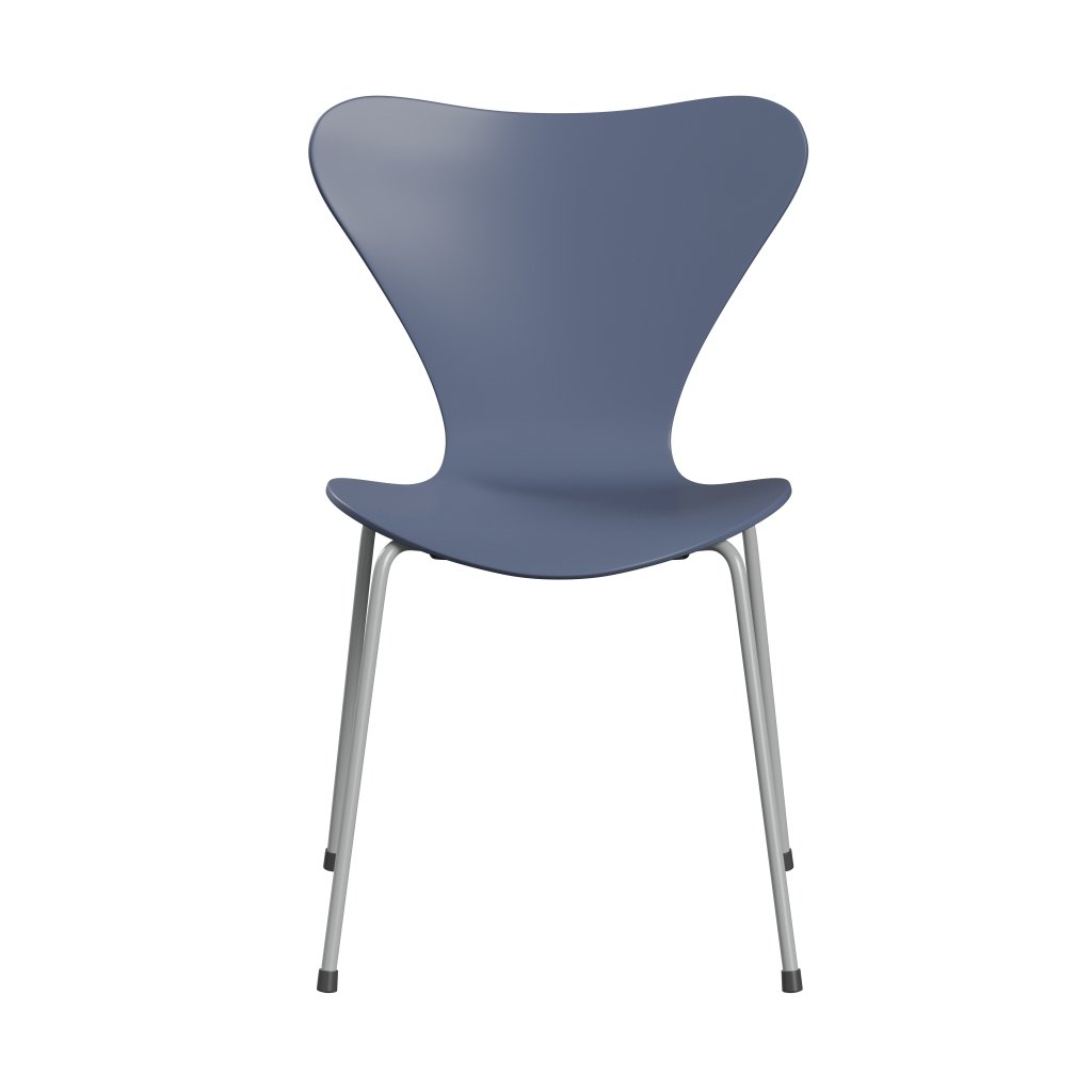 Fritz Hansen 3107 Chair Unupholstered, Nine Grey/Lacquered Dusk Blue