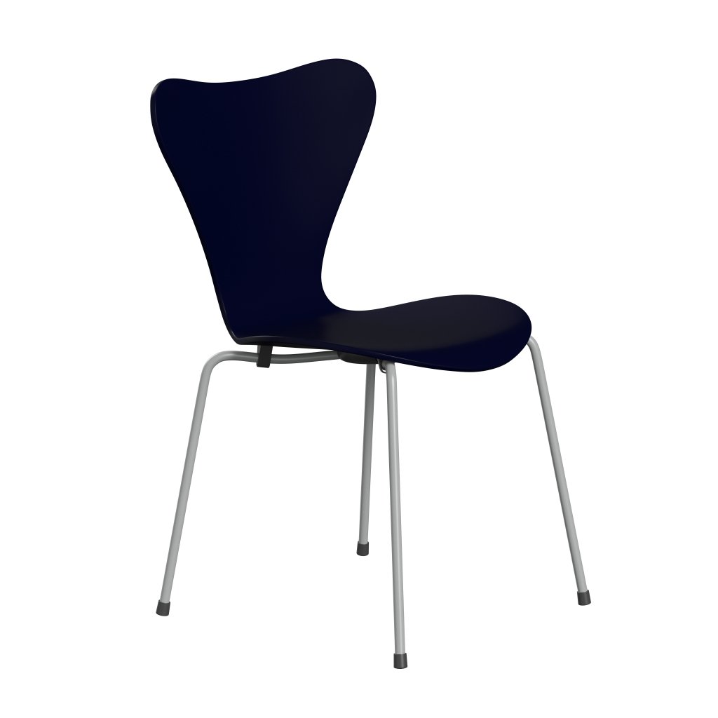 Fritz Hansen 3107 Chair Unupholstered, Nine Grey/Lacquered Midnight Blue