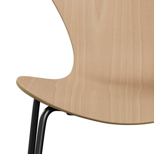 弗里茨·汉森（Fritz Hansen）3107椅子未塑料，黑色/山毛榉贴面自然