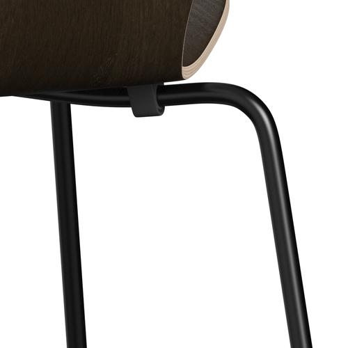 Fritz Hansen 3107 Chair Unupholstered, Black/Dark Stained Oak Veneer Natural