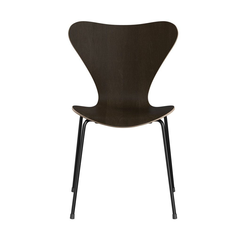 Fritz Hansen 3107椅子未塑料，黑色/深色染色橡木贴面自然