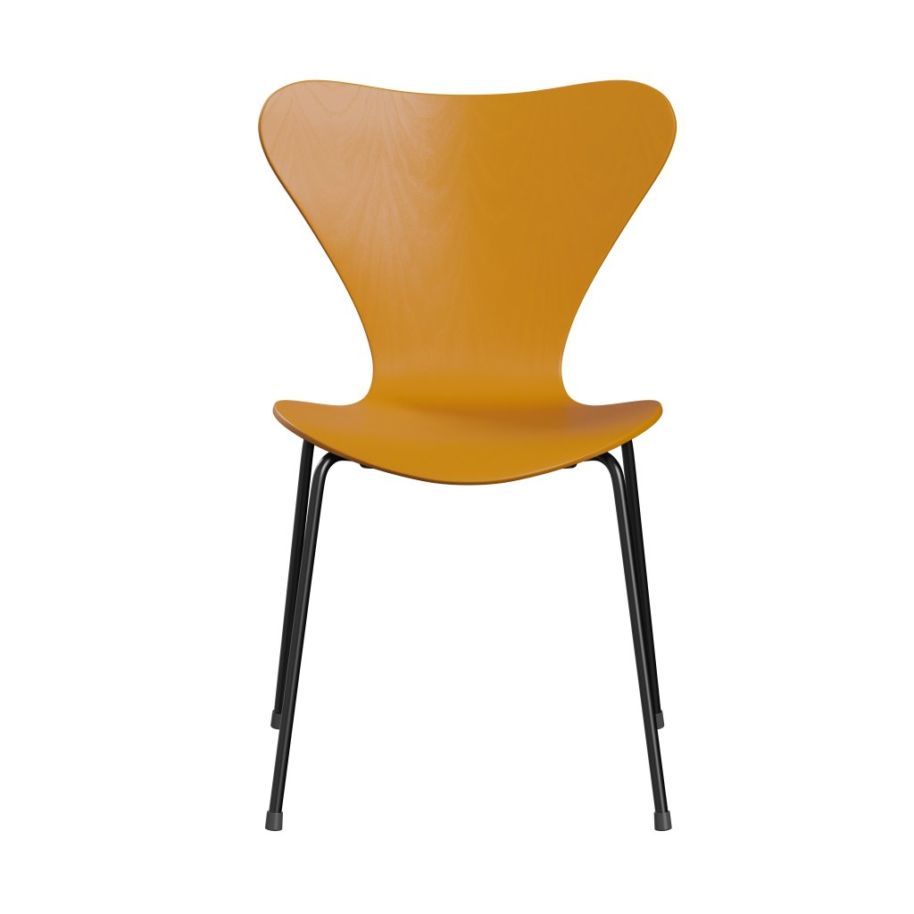 Fritz Hansen 3107 Chair Unupholstered, Black/Dyed Ash Burnt Yellow