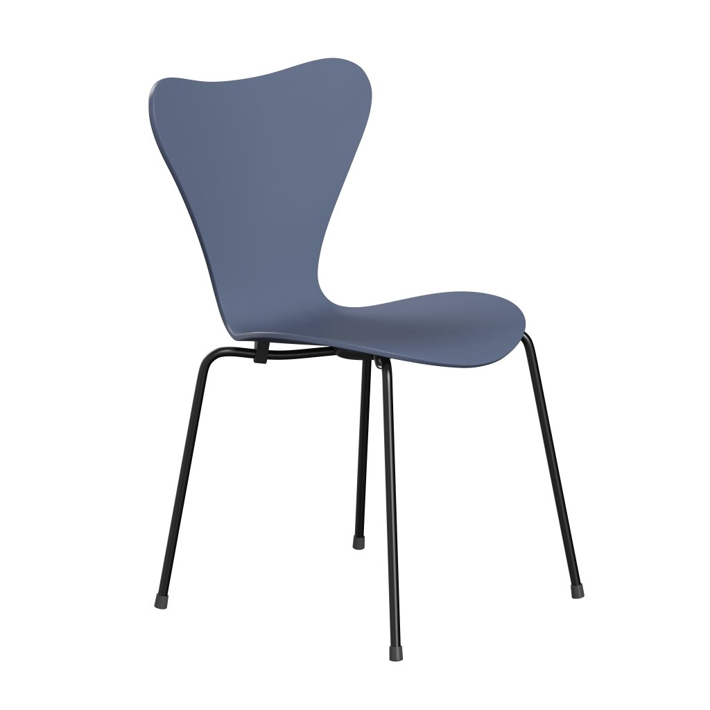 Fritz Hansen 3107 Chair Unupholstered, Black/Dyed Ash Dusk Blue