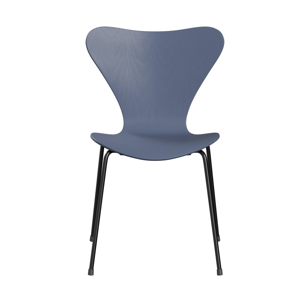 弗里茨·汉森（Fritz Hansen）3107椅子未塑形，黑色/染色灰烬蓝色