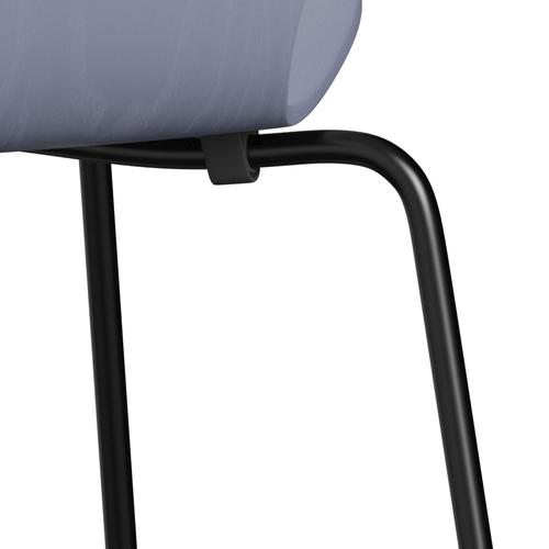 弗里茨·汉森（Fritz Hansen）3107椅子未塑料，黑色/染色灰薰衣草蓝色