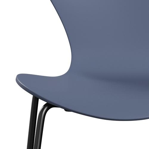 Fritz Hansen 3107 chaise unophastered, noir / laqué au crépuscule bleu