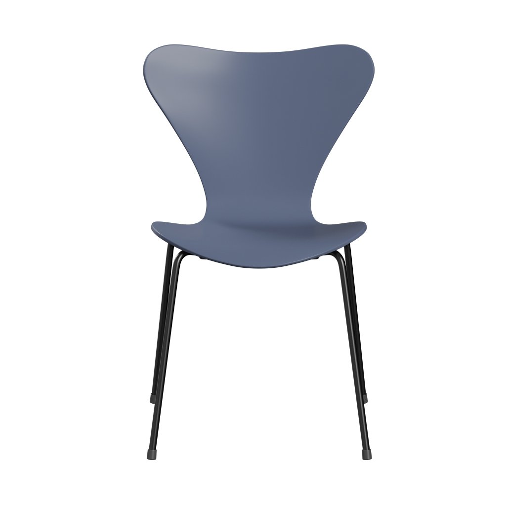 Fritz Hansen 3107 chaise unophastered, noir / laqué au crépuscule bleu