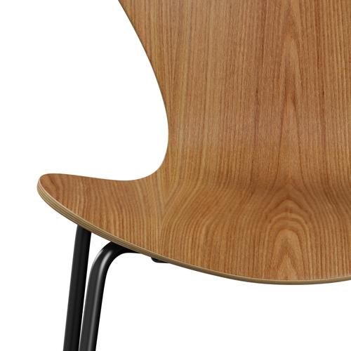 Fritz Hansen 3107 Chair Unupholstered, Black/Elm Veneer Natural