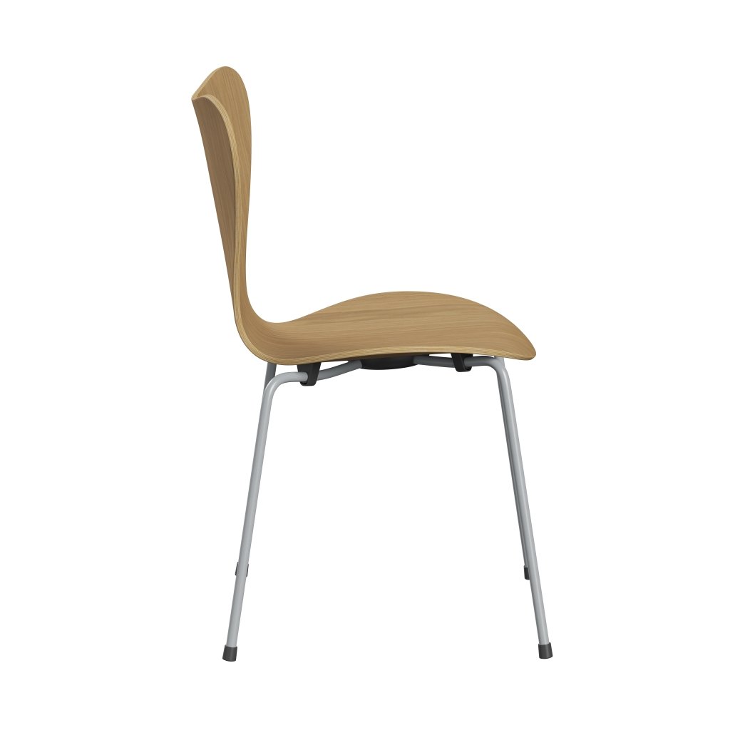 Fritz Hansen 3107 Chair Unupholstered, Silver Grey/Oak Veneer Natural