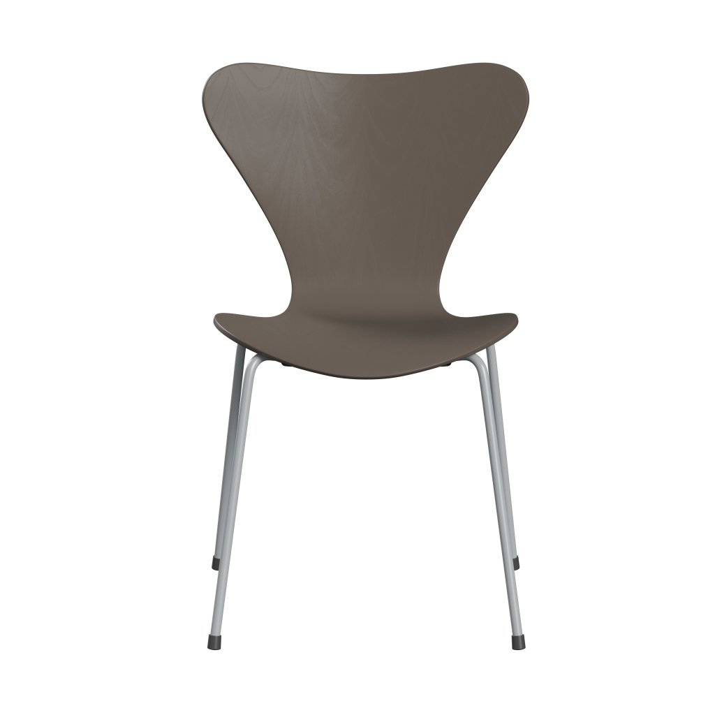 Fritz Hansen 3107 stoel niet -gestoffeerd, zilvergrijs/gekleurde as diepe klei