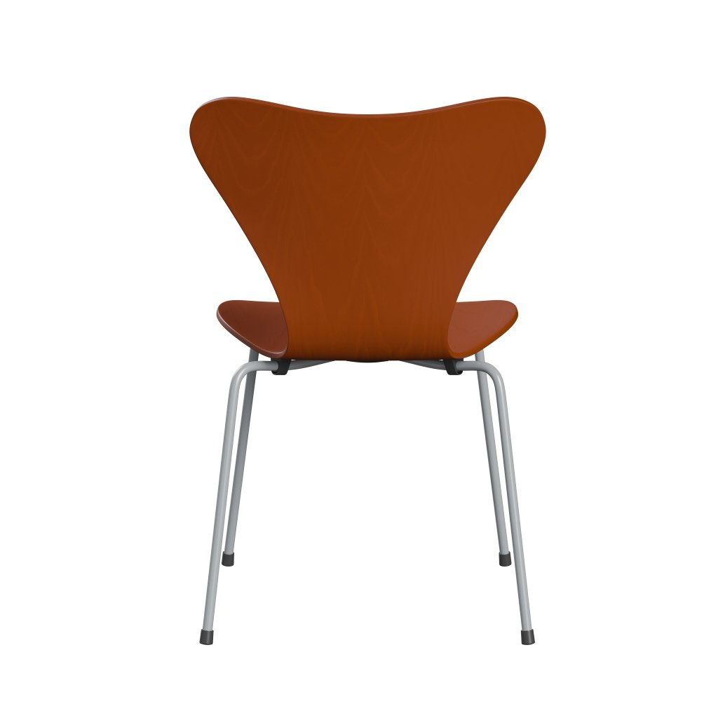 弗里茨·汉森（Fritz Hansen）3107椅子未塑料，银灰色/染色灰烬天堂橙色
