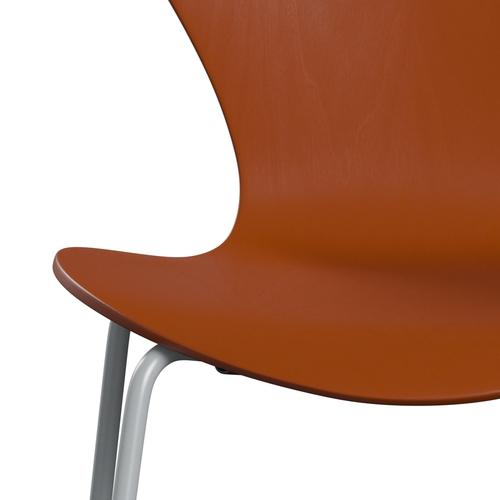 弗里茨·汉森（Fritz Hansen）3107椅子未塑料，银灰色/染色灰烬天堂橙色