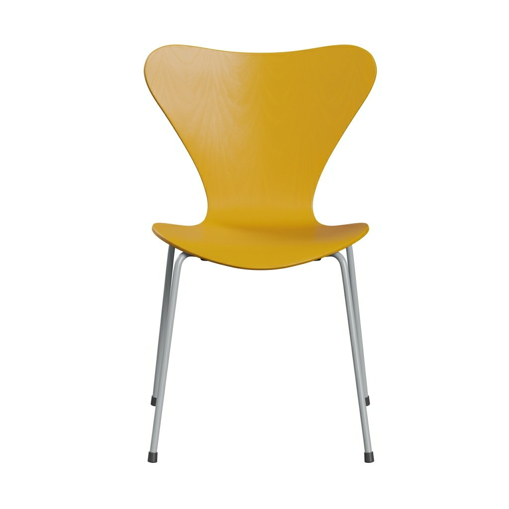 Fritz Hansen 3107 Chair Unupholstered, Silver Grey/Coloured Ash True Yellow
