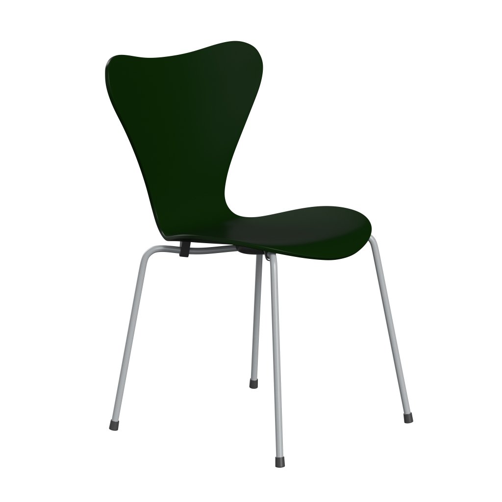 Fritz Hansen 3107 chaise unophastered, gris argenté / laquée à feuilles persistantes