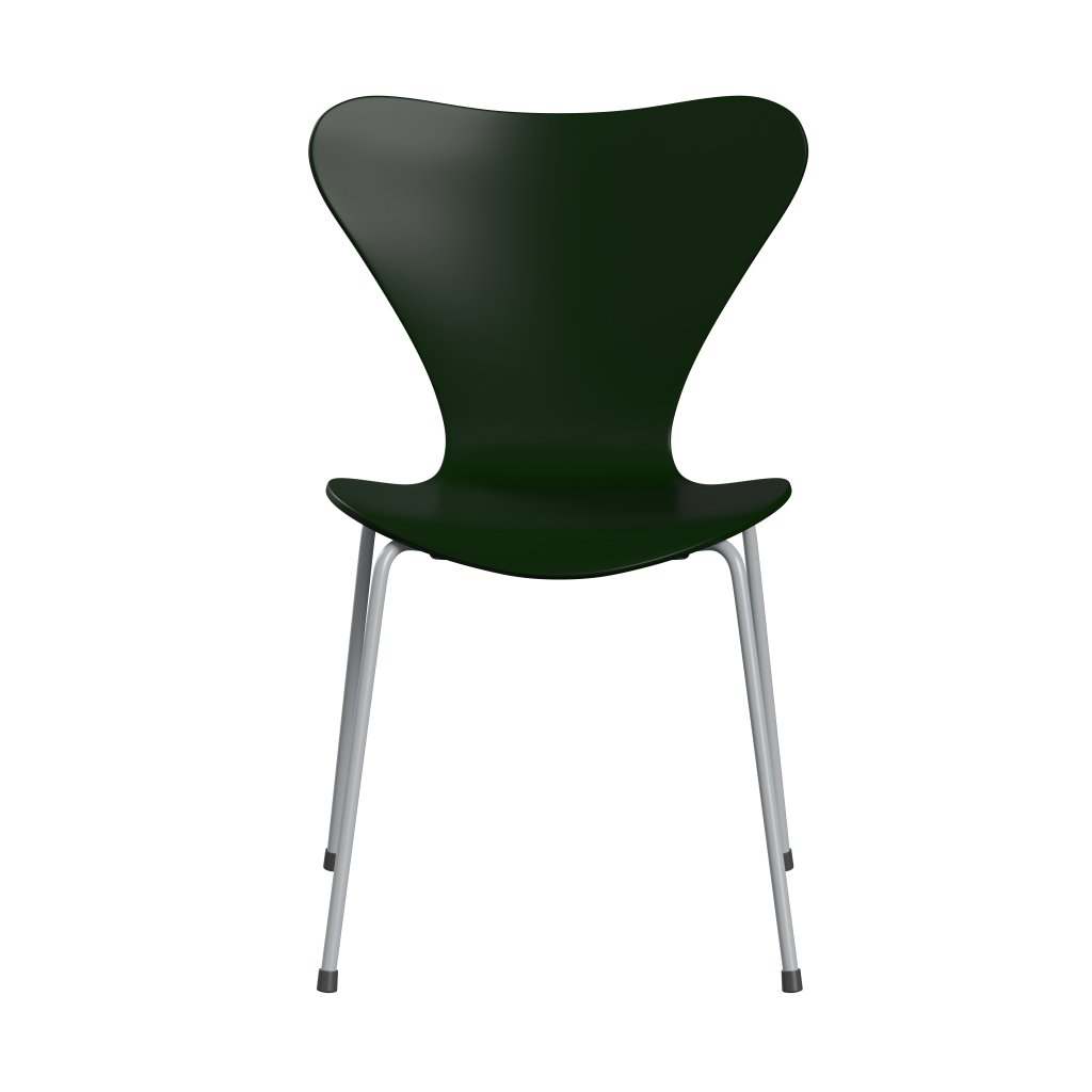 Fritz Hansen 3107 Chair Unupholstered, Silver Grey/Lacquered Evergreen