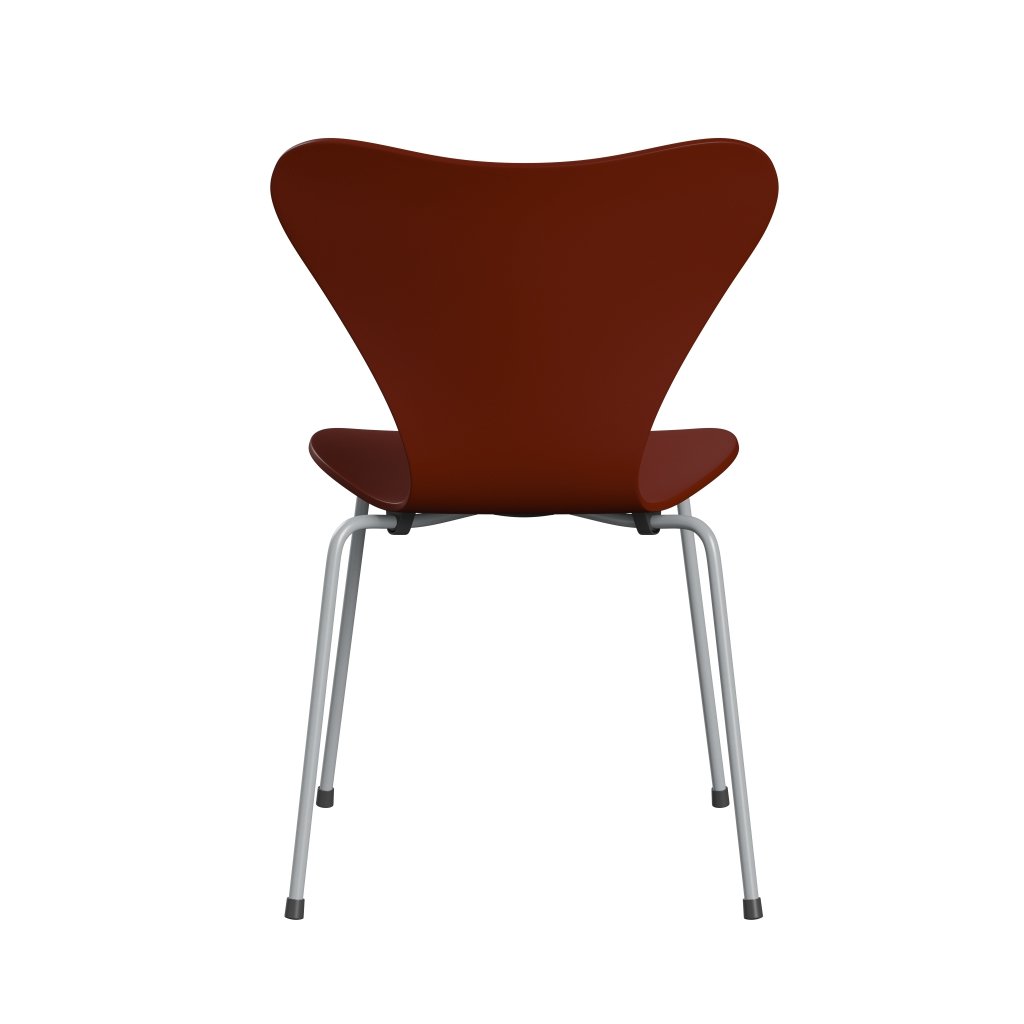 Fritz Hansen 3107 Chair Unupholstered, Silver Grey/Lacquered Venetian Red