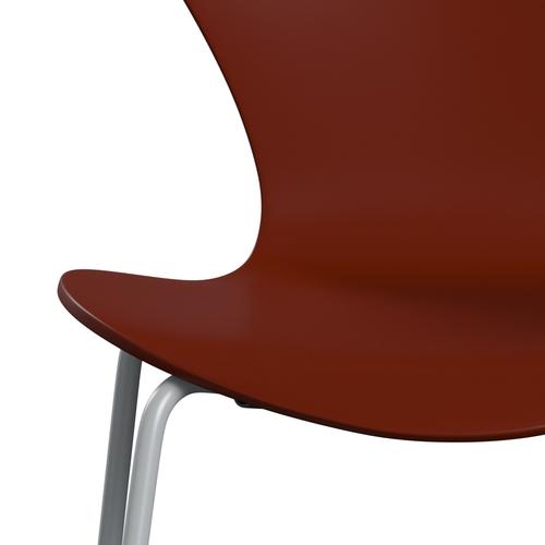 Fritz Hansen 3107 Chair Unupholstered, Silver Grey/Lacquered Venetian Red