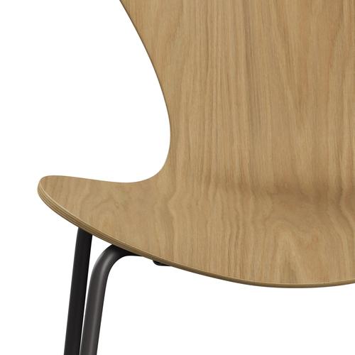 Fritz Hansen 3107 chaise inupsillée, graphite chaud / placage de chêne naturel