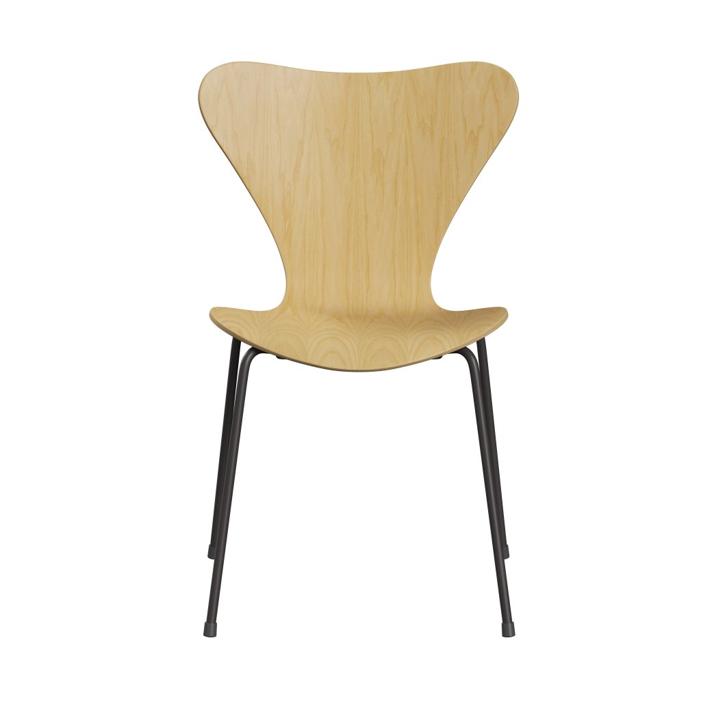 Fritz Hansen 3107 Chair Unupholstered, Warm Graphite/Ash Veneer Natural