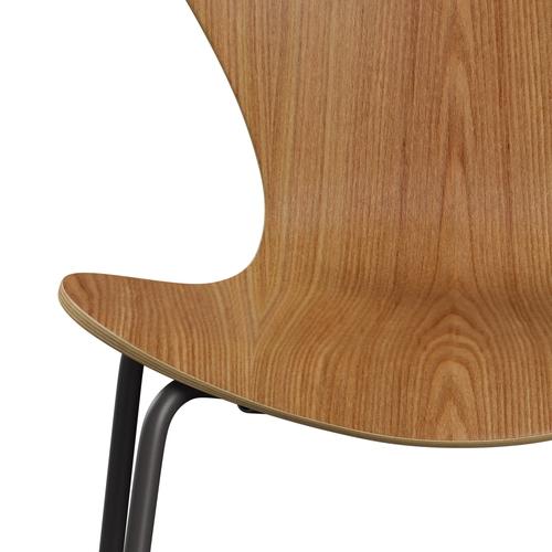 Fritz Hansen 3107 Chair Unupholstered, Warm Graphite/Elm Veneer Natural