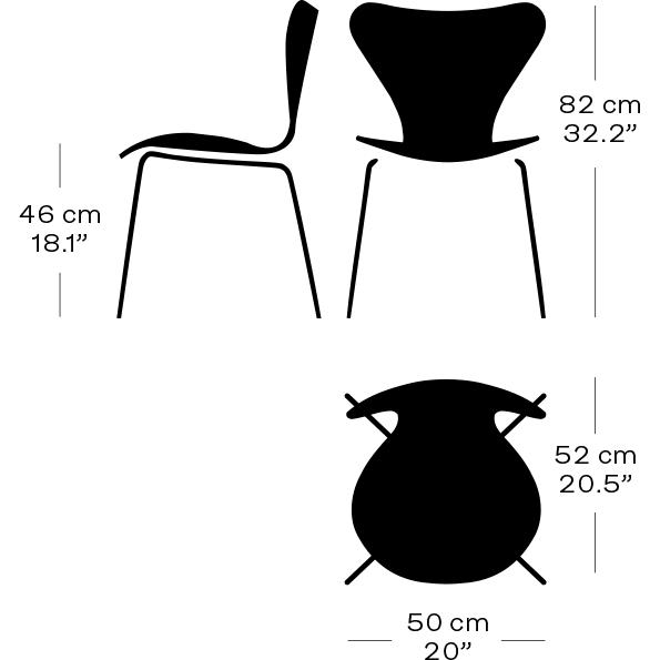 Fritz Hansen 3107 tuoli verhoilemattomana, lämmin grafiitti/jalava viilu luonnollinen