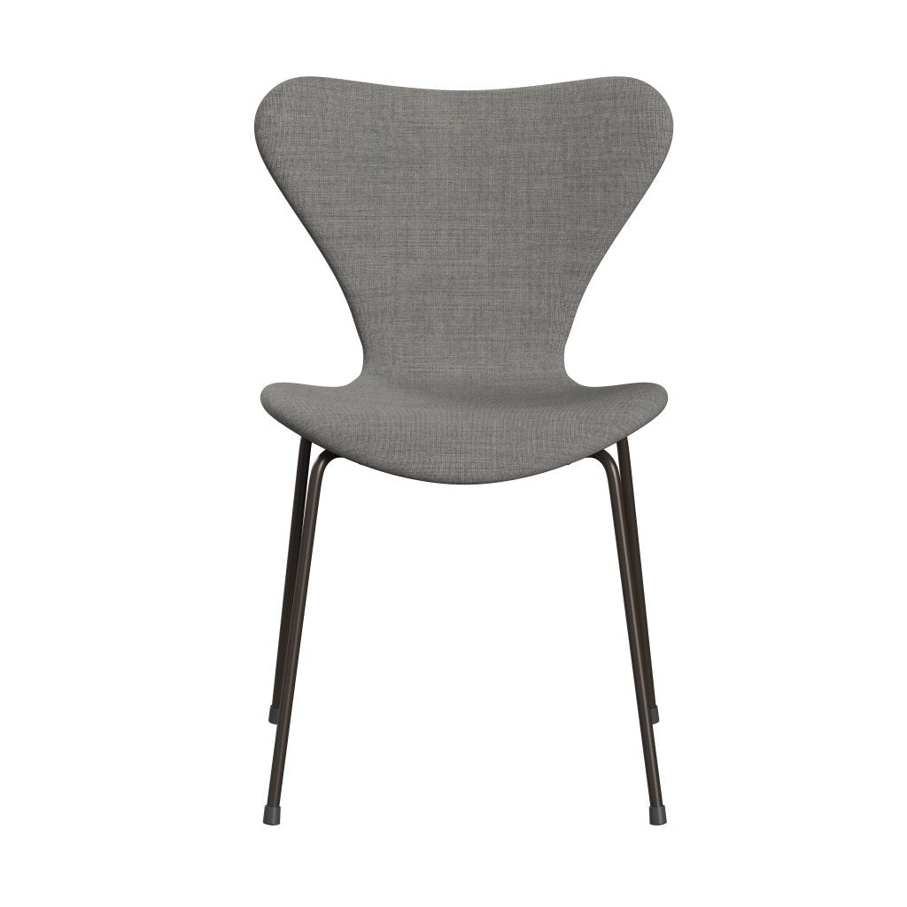 Fritz Hansen 3107 chaise complète complète, bronze brun / toile gris clair