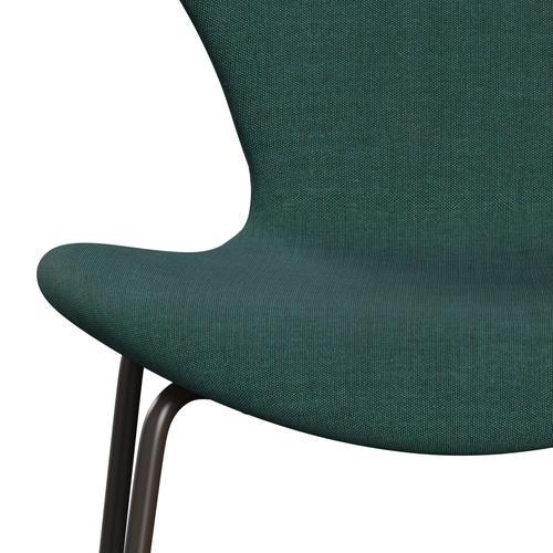 Fritz Hansen 3107 chaise complète complète, bronze brun / toile émeraude vert