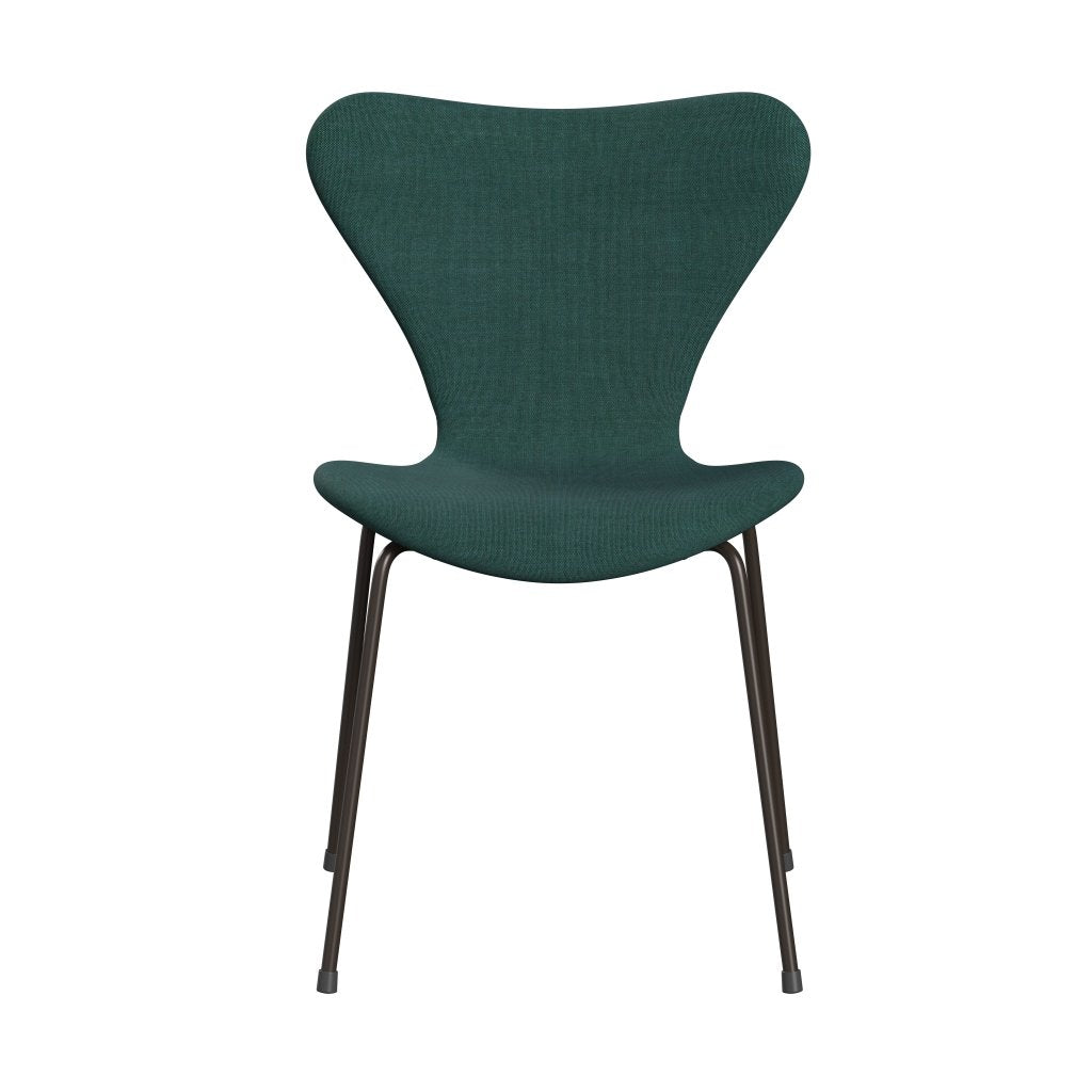 Fritz Hansen 3107 chaise complète complète, bronze brun / toile émeraude vert