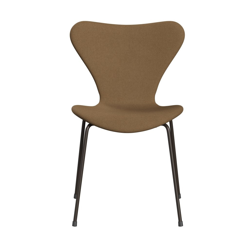 Fritz Hansen 3107椅子全套装饰，棕色青铜/舒适浅棕色