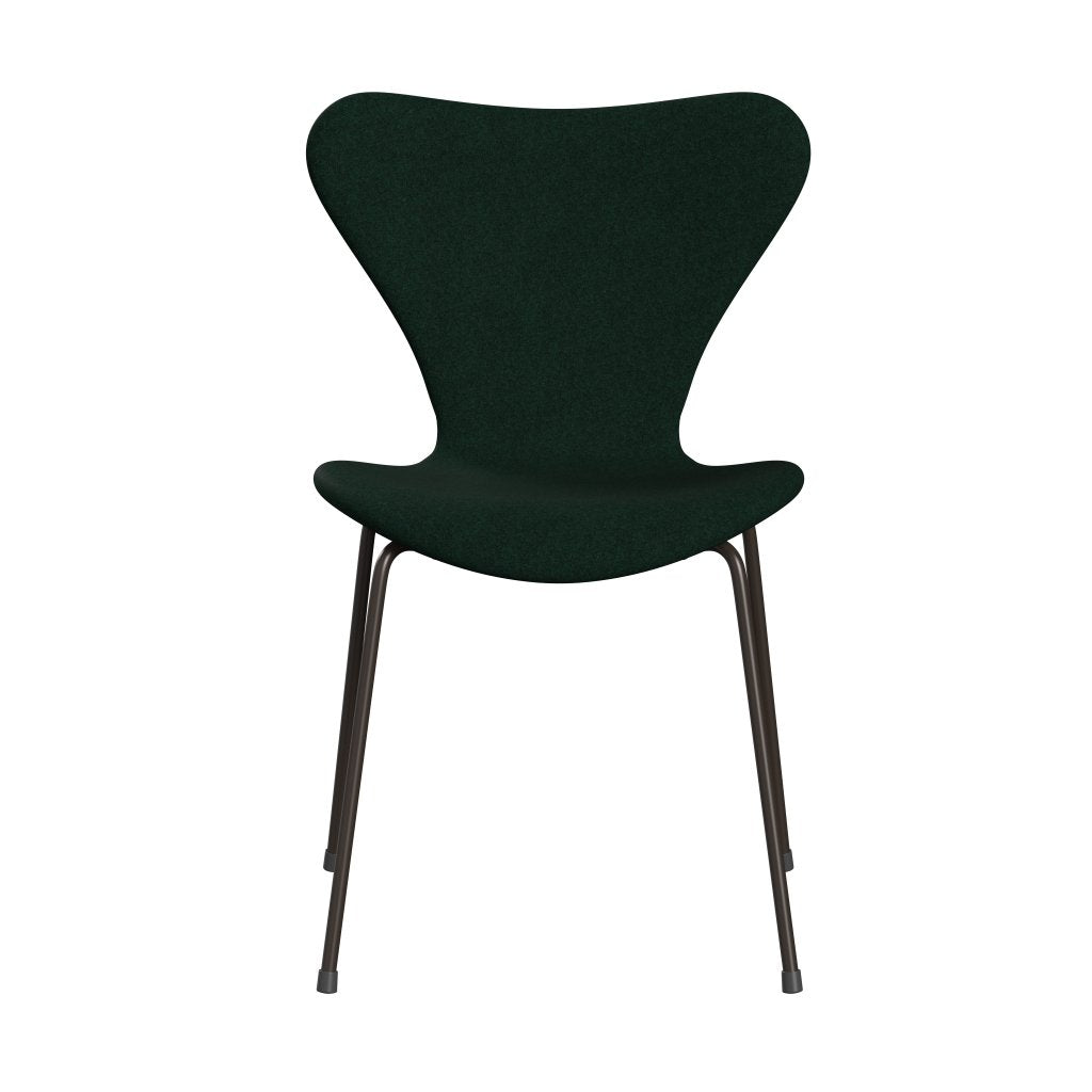 Fritz Hansen 3107 Chair Full Upholstery, Brown Bronze/Divina Melange Dark Green