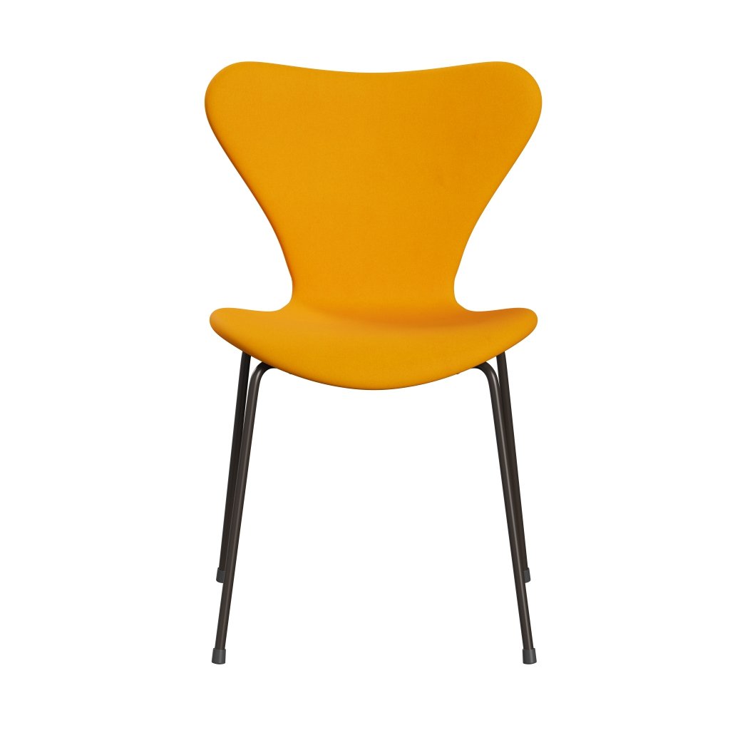 弗里茨·汉森（Fritz Hansen）3107椅子全室内装饰，棕色青铜/Divina橙色（Div426）