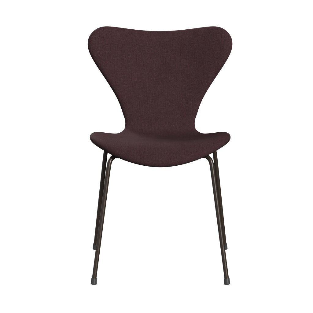 Fritz Hansen 3107 Chair Full Upholstery, Brown Bronze/Fiord Burgundy