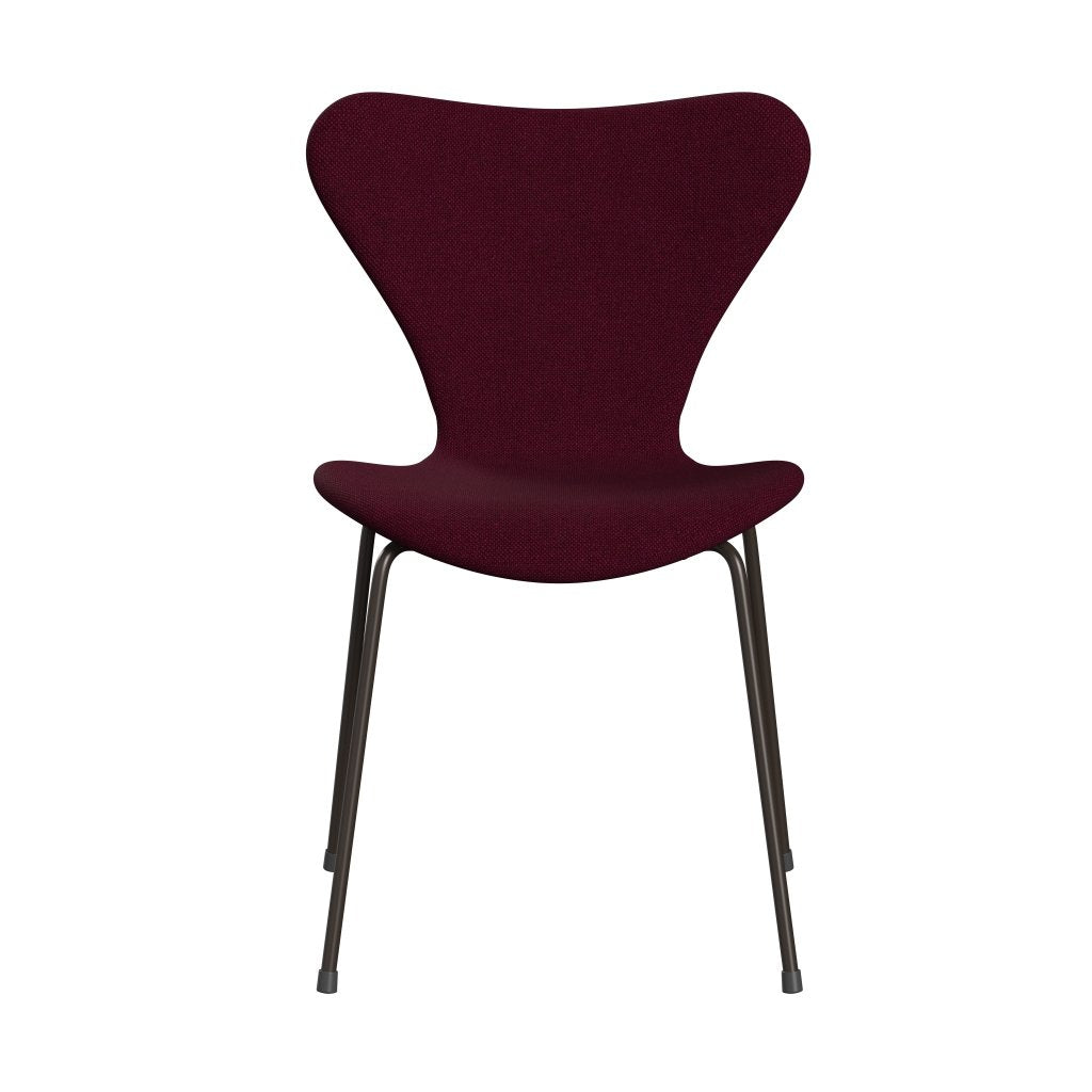 Fritz Hansen 3107 chaise pleine d'ameublement, bronze brun / vin de Hallingdal rouge / violet