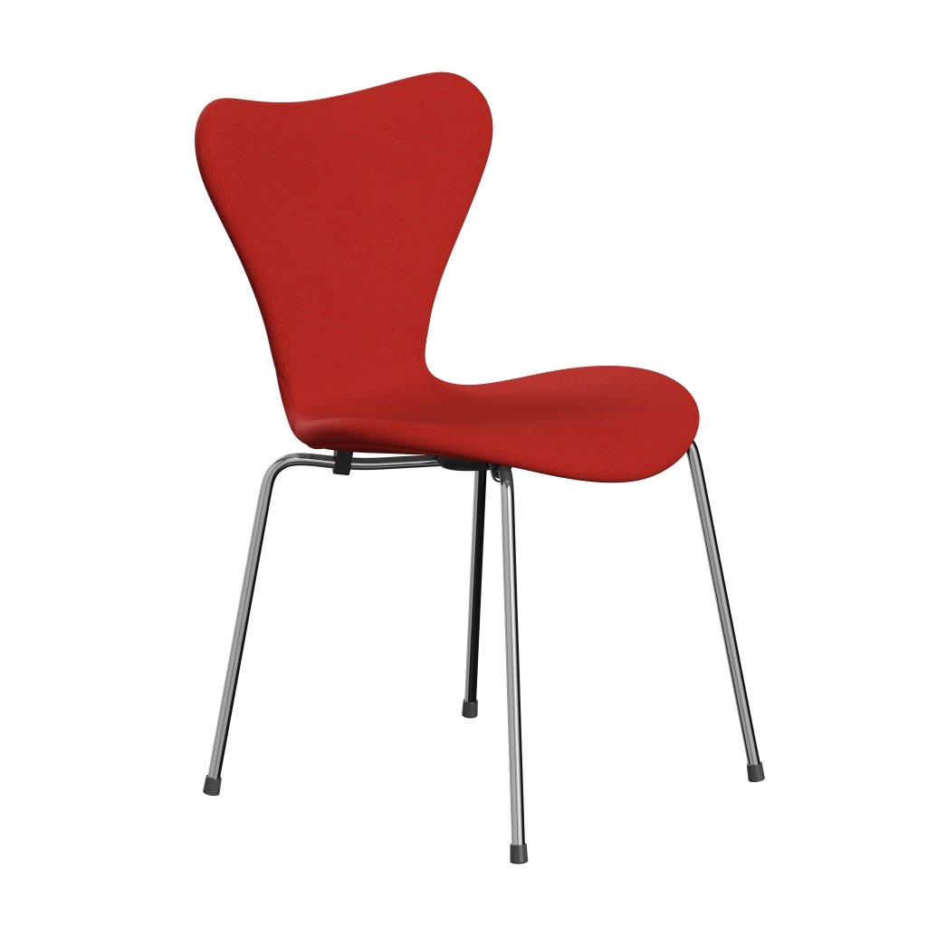 Fritz Hansen 3107 Chair Full Upholstery, Chrome/Canvas Pink