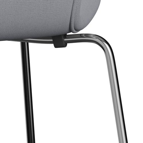 Fritz Hansen 3107 Chair Full Upholstery, Chrome/Christianshavn Light Grey Plain