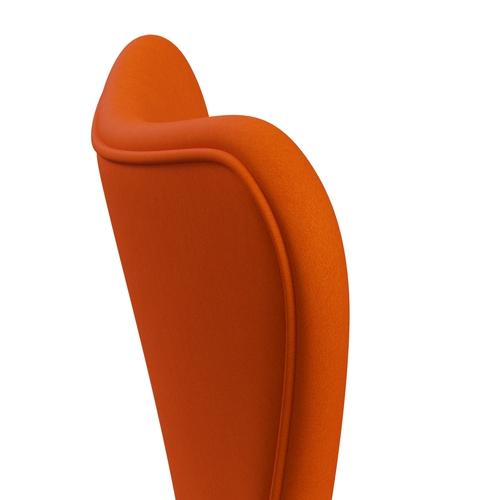 Fritz Hansen 3107椅子全套装饰，铬/舒适黄色/橙色