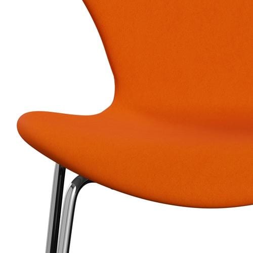 Fritz Hansen 3107 stol full møbeltrekk, krom/komfort gul/oransje