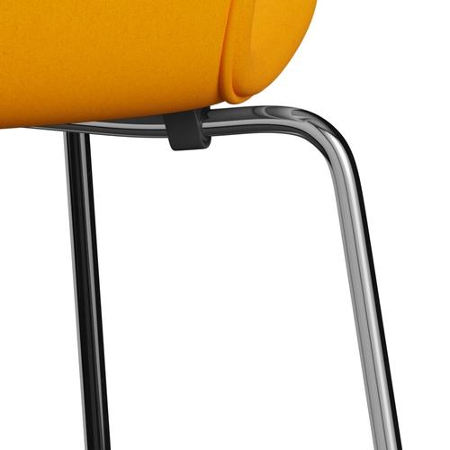 Fritz Hansen 3107 Chair Full Upholstery, Chrome/Divina Orange (Div426)