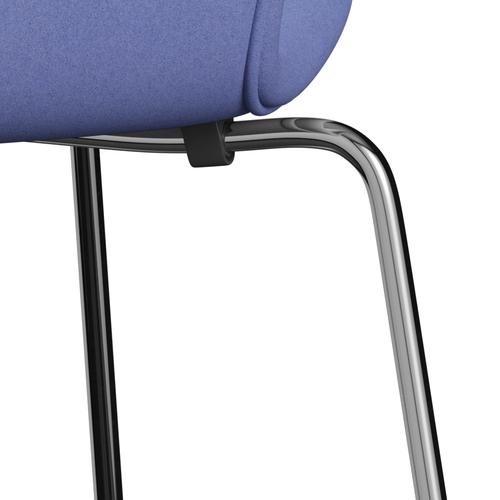 Fritz Hansen 3107 Chair Full Upholstery, Chrome/Divina Pastel Blue