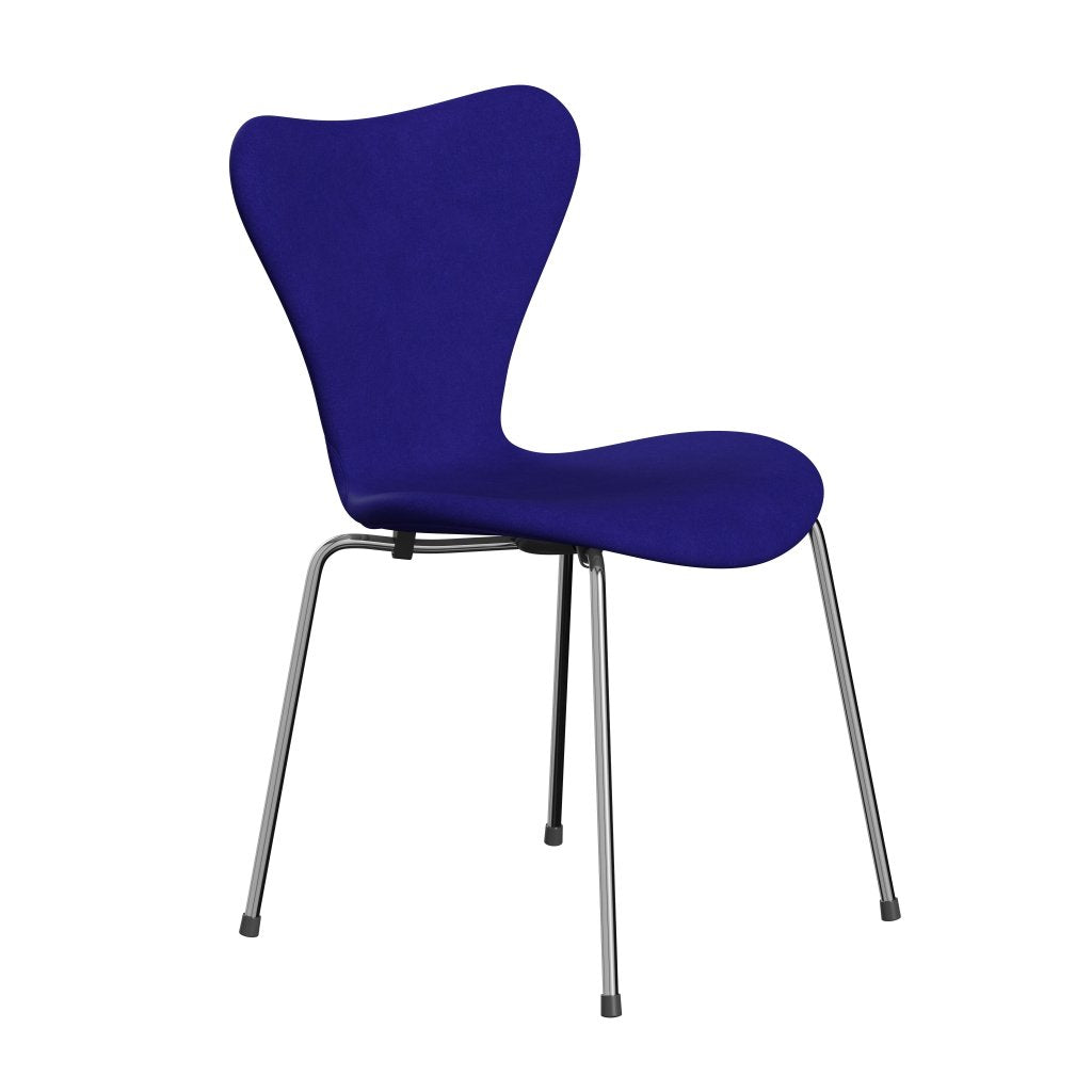 弗里茨·汉森（Fritz Hansen）3107椅子全室内装饰，铬/迪维纳汽油蓝色