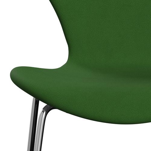 Fritz Hansen 3107 stol full møbeltrekk, krom/berømmelse gress grønn