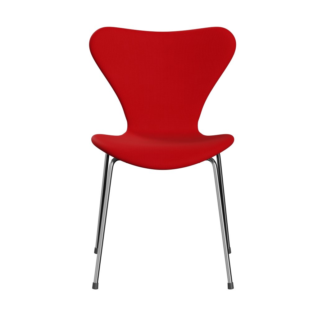 Fritz Hansen 3107 Chair Full Upholstery, Chrome/Fame Red (F64119)